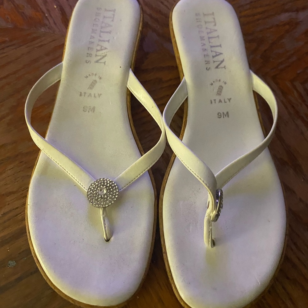 Italian shoemakers White Italian Strappy Sandals women size 9 - Picture 2 of 7